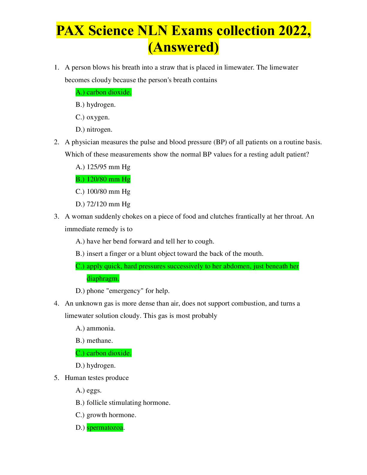 Preview image for PAX Science NLN Exams collection 2022/23, (Answered)